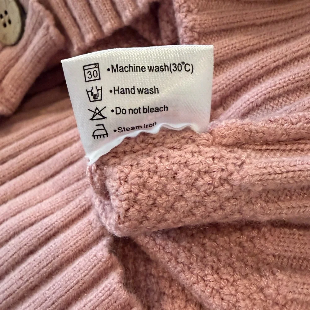 Merokeety Blush Pink Exposed Hem Sleeve Ribbed Stretchy Button-Up Cardigan Large - Picture 13 of 15